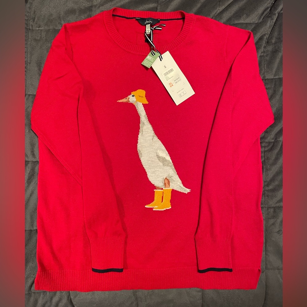 Joules red duck sweater, size 10 NWT